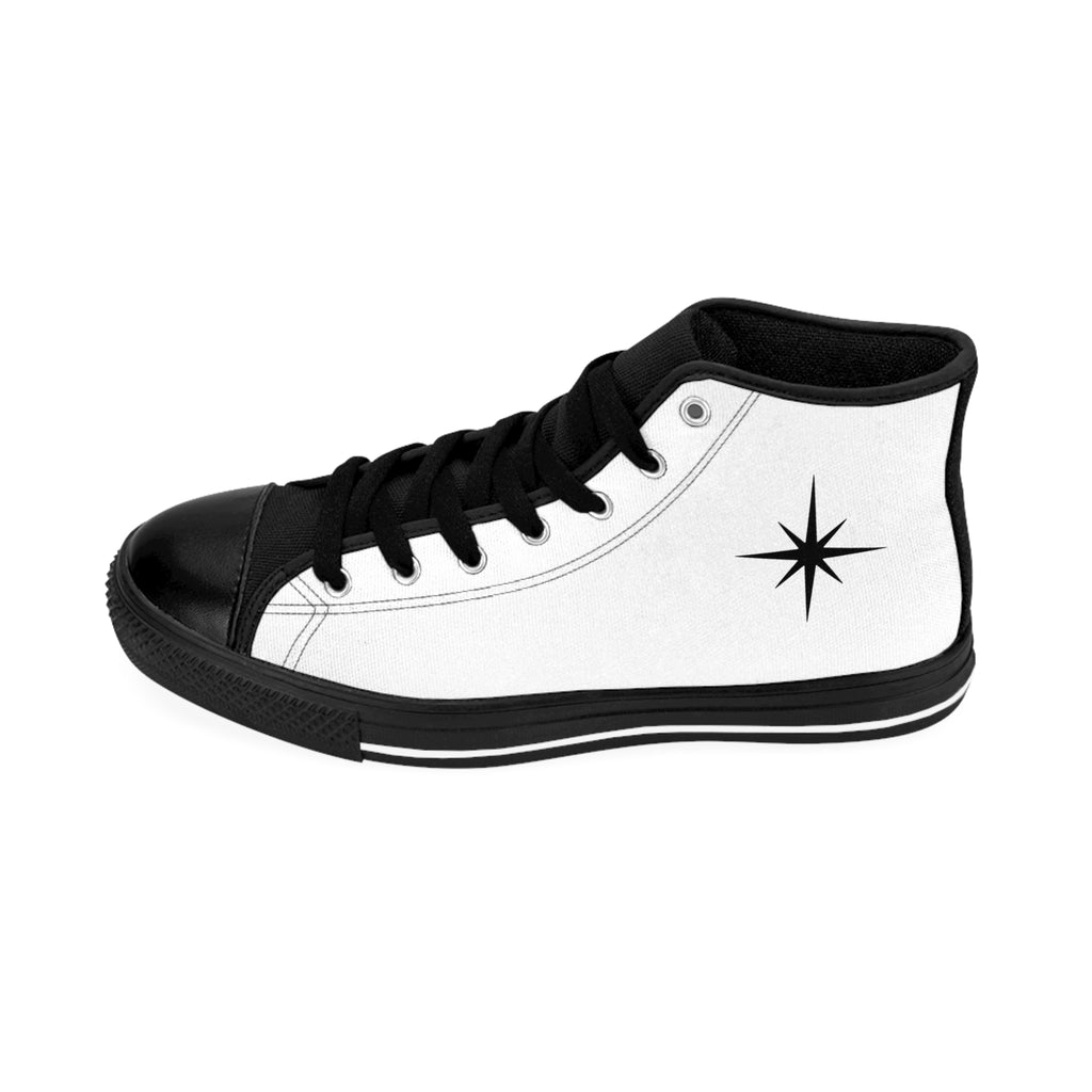 Starburst High-Top Sneakers — Mens Classic Canvas Shoes with Black Star Design